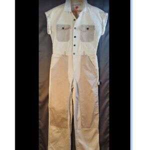 Woolrich Coveralls Sz 4 Ladies Buffalo Check Inspired 100% Cotton Cream Beige
